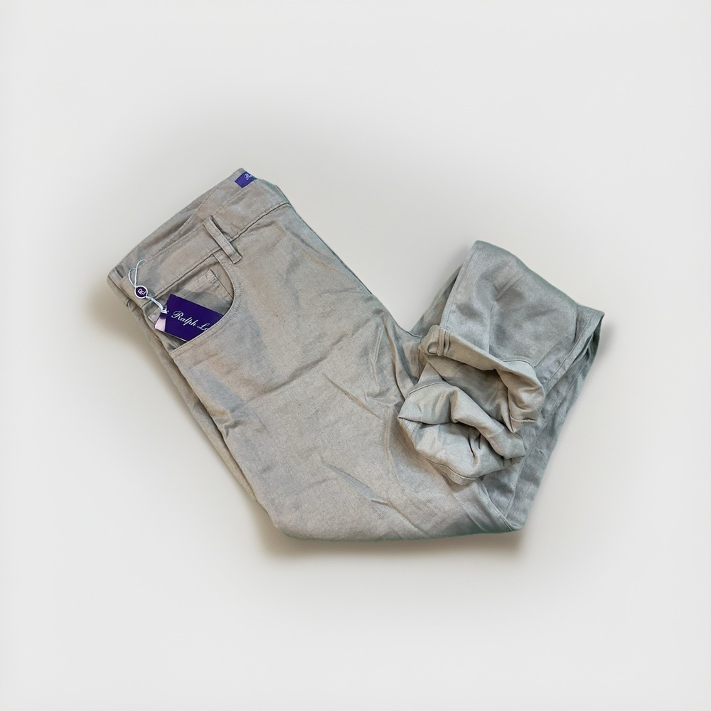 RALPH LAUREN PURPLE LABEL Slim Fit Linen Blend Pants Khaki 34 x 32 NWT $595